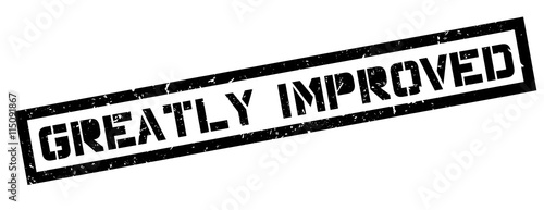 Greatly Improved rubber stamp on white. Print, impress, overprint.