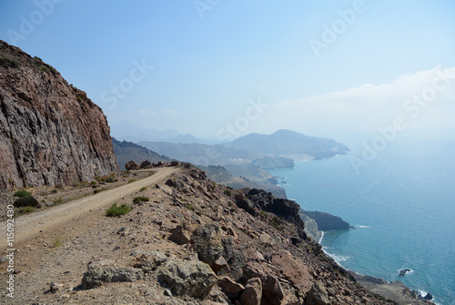 Cabo de Gata: Vulkanfelsen, Himmel und Meer – Blick auf Playa de Monsul photo