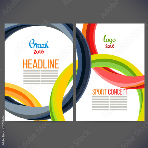 Vector template design strips of colored rings and waves.