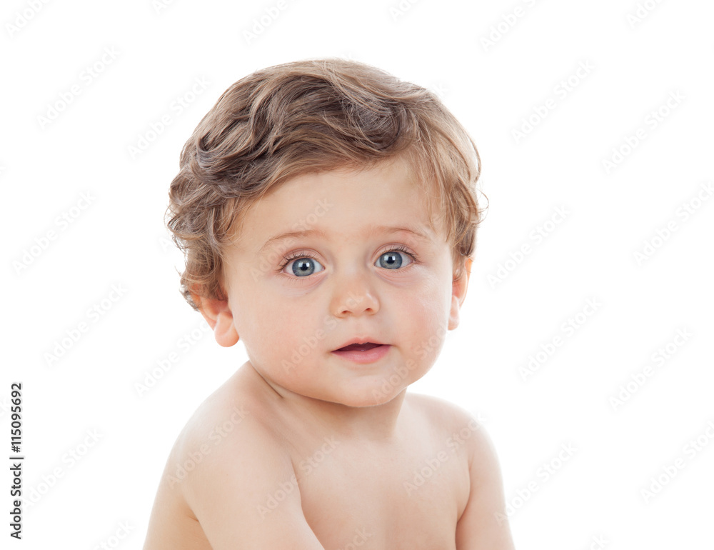 Baby with one years old doing funny gestures Baby with one years old doing funny gestures