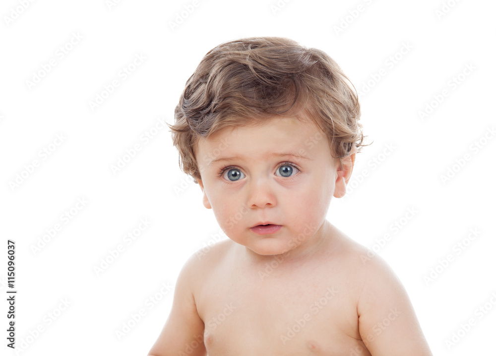Baby with one years old doing funny gestures Baby with one years old doing funny gestures
