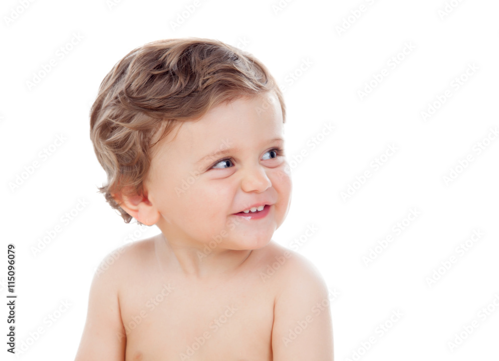 Baby with one years old doing funny gestures Baby with one years old doing funny gestures
