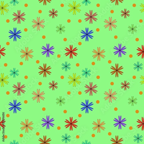 Circle and flower color seamless pattern