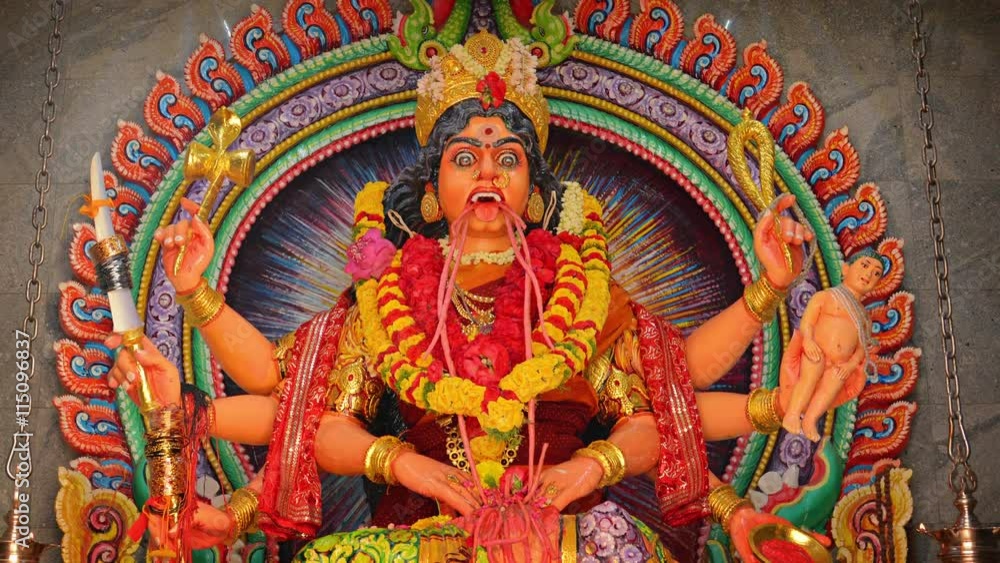 Video UltraHD - Scary and disturbing, sculpted rendering of Kali, the Hindu goddess of time, change, power, creation, preservation and destruction, in a temple. Video UltraHD - Scary and disturbing, sculpted rendering of Kali, the Hindu goddess of time, change, power, creation, preservation and destruction, in a temple.