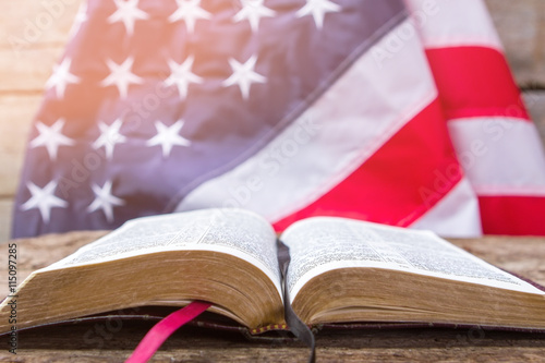 Fotografija Open book and american flag