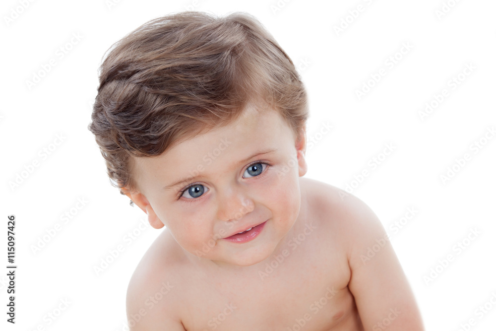Baby with one years old doing funny gestures Baby with one years old doing funny gestures