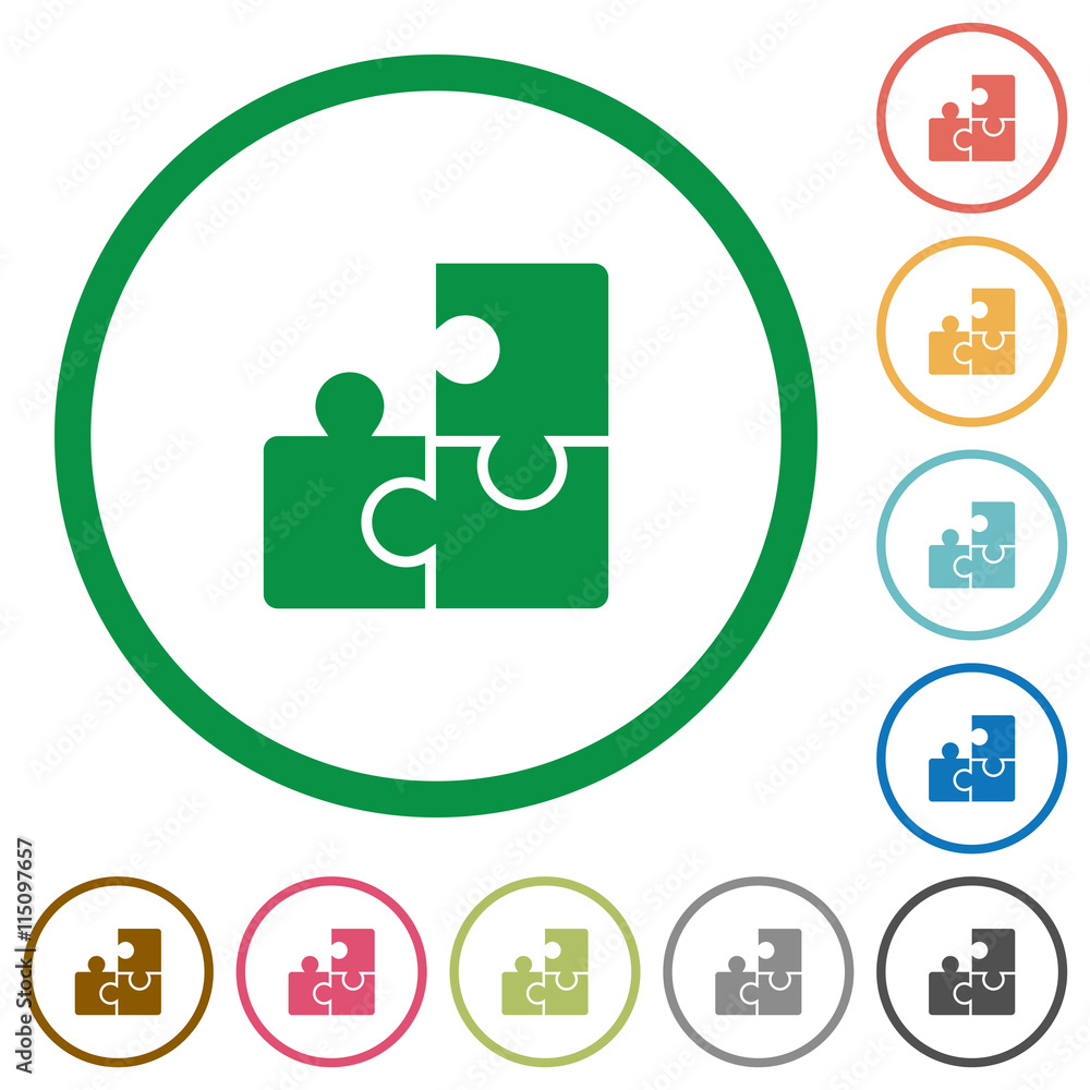 Puzzles outlined flat icons Puzzles outlined flat icons