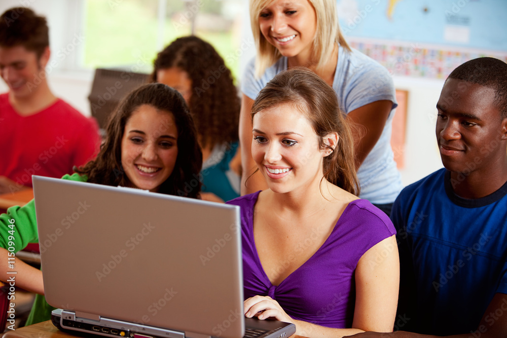Students: Group Of Teens Working On Project Students: Group Of Teens Working On Project