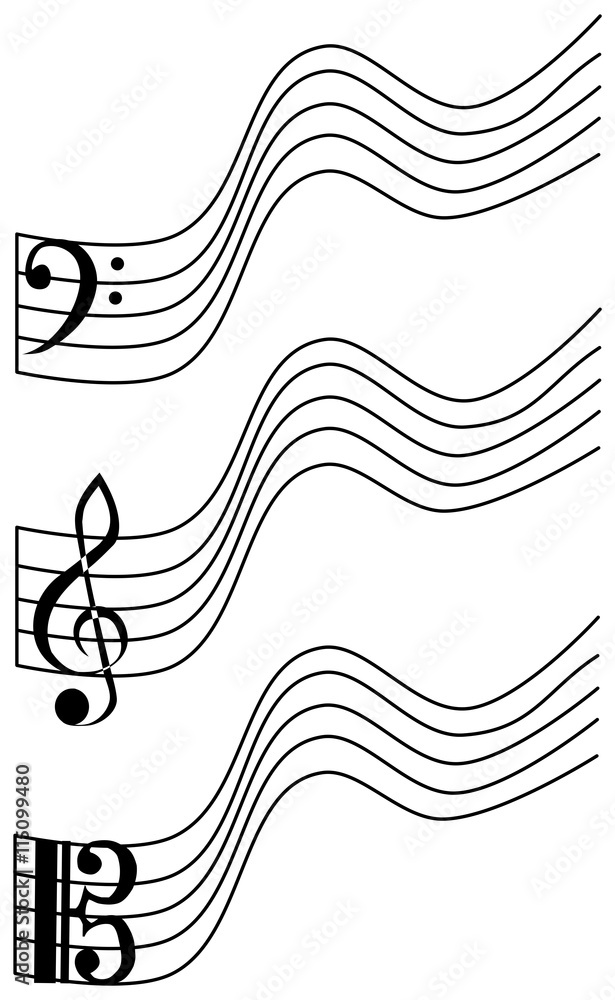 Naklejka premium treble clef, bass clef, viola,