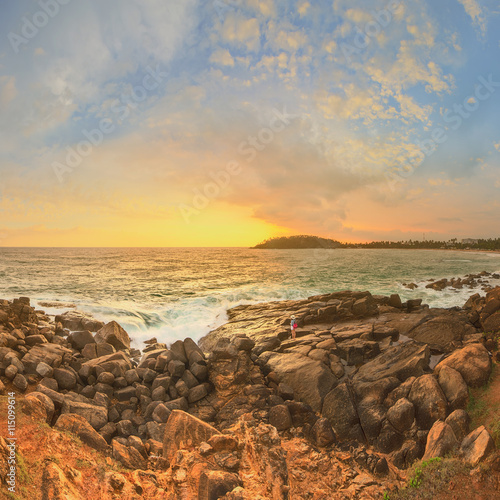 Romantic untouched tropical beach on sunset, Sri Lanka © boule1301