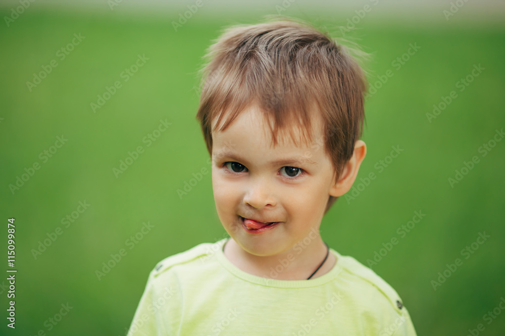 little boy on green background little boy on green background