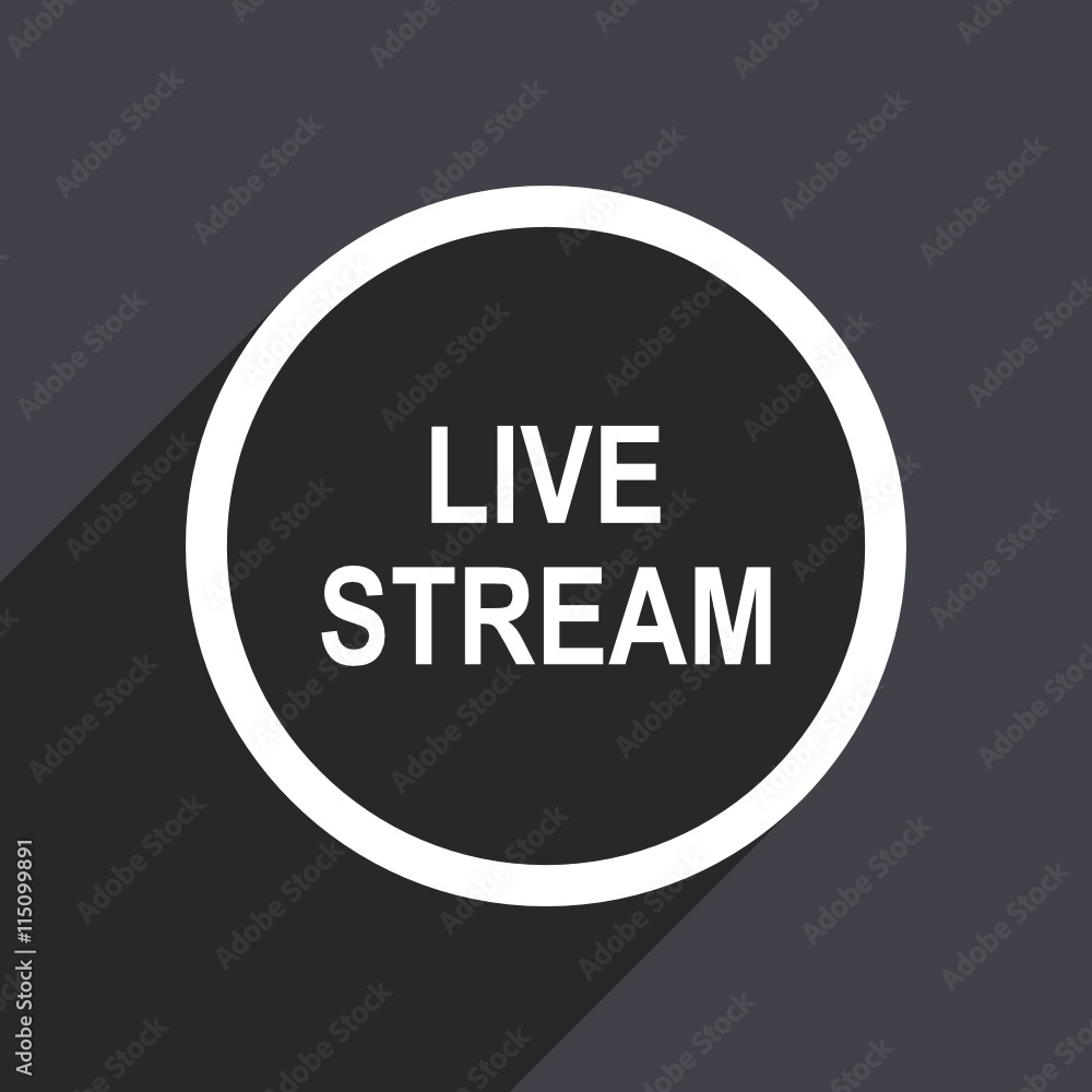 Flat design gray modern web live stream vector icon Flat design gray modern web live stream vector icon