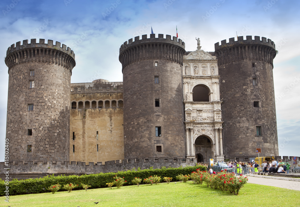 Castel nuovo (New Castle) or Castle of Maschio Angioino in Naples, Italy. ..