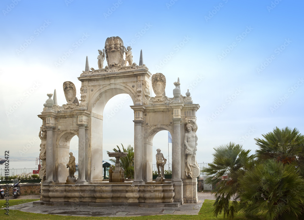 Fototapeta premium Immacolata Fountain at the seaside in Naples - Italy..
