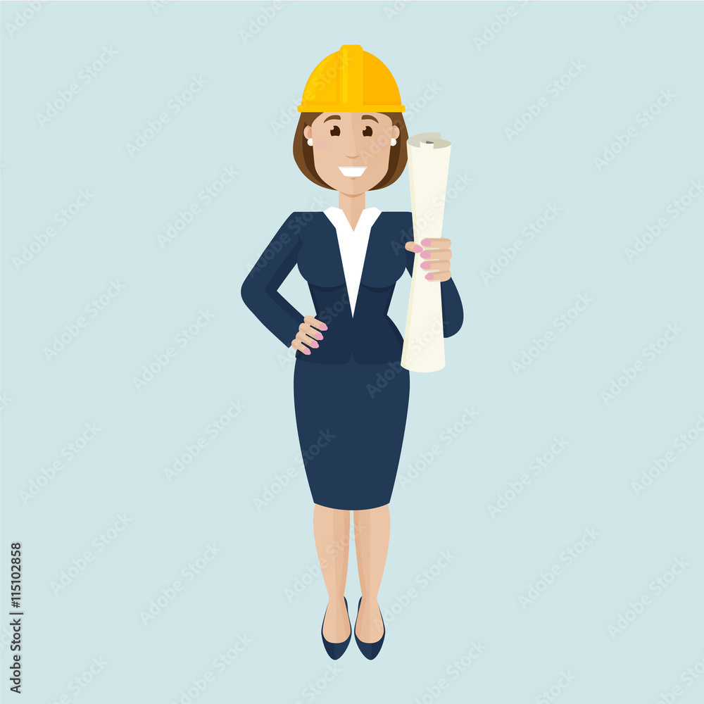 Businesswoman with a build plan