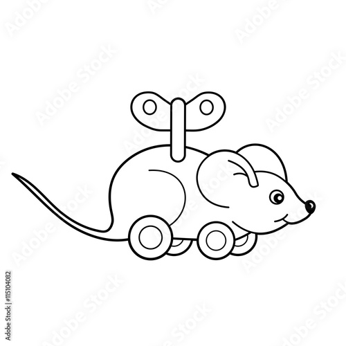 Coloring Page Outline Of toy clockwork mouse. Coloring book for kids