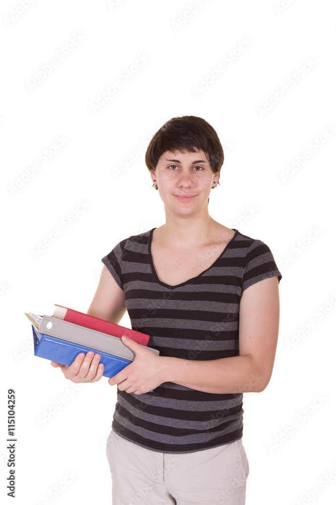 Portrait of a college student holding books Portrait of a college student holding books