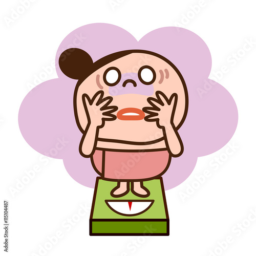 体重計に乗る女性