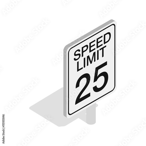 Speed limit traffic road sign icon in isometric 3d style isolated on white background