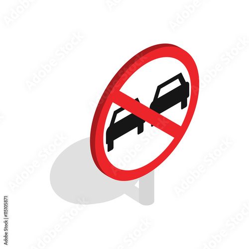 No overtaking sign icon in isometric 3d style isolated on white background