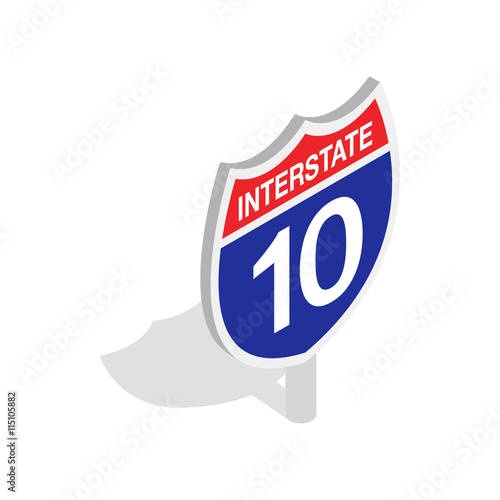 Interstate highway sign icon in isometric 3d style isolated on white background