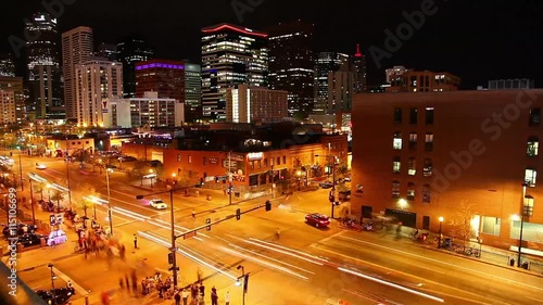 Large Crowds Walking in Downtown Denver Time Lapse