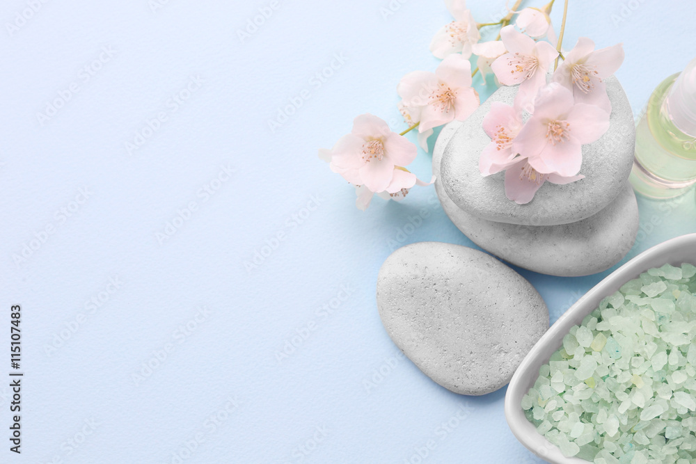 Composition of spa treatment on light background Composition of spa treatment on light background