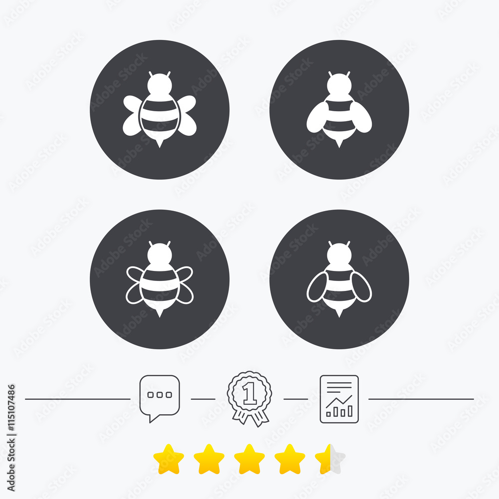 Honey bees icons. Bumblebees symbols. Honey bees icons. Bumblebees symbols.
