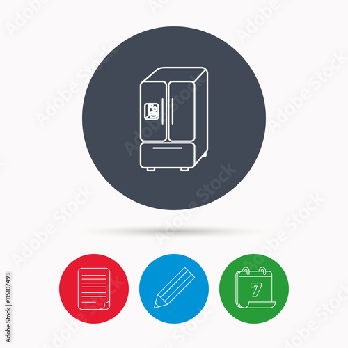 American fridge icon. Refrigerator with ice sign