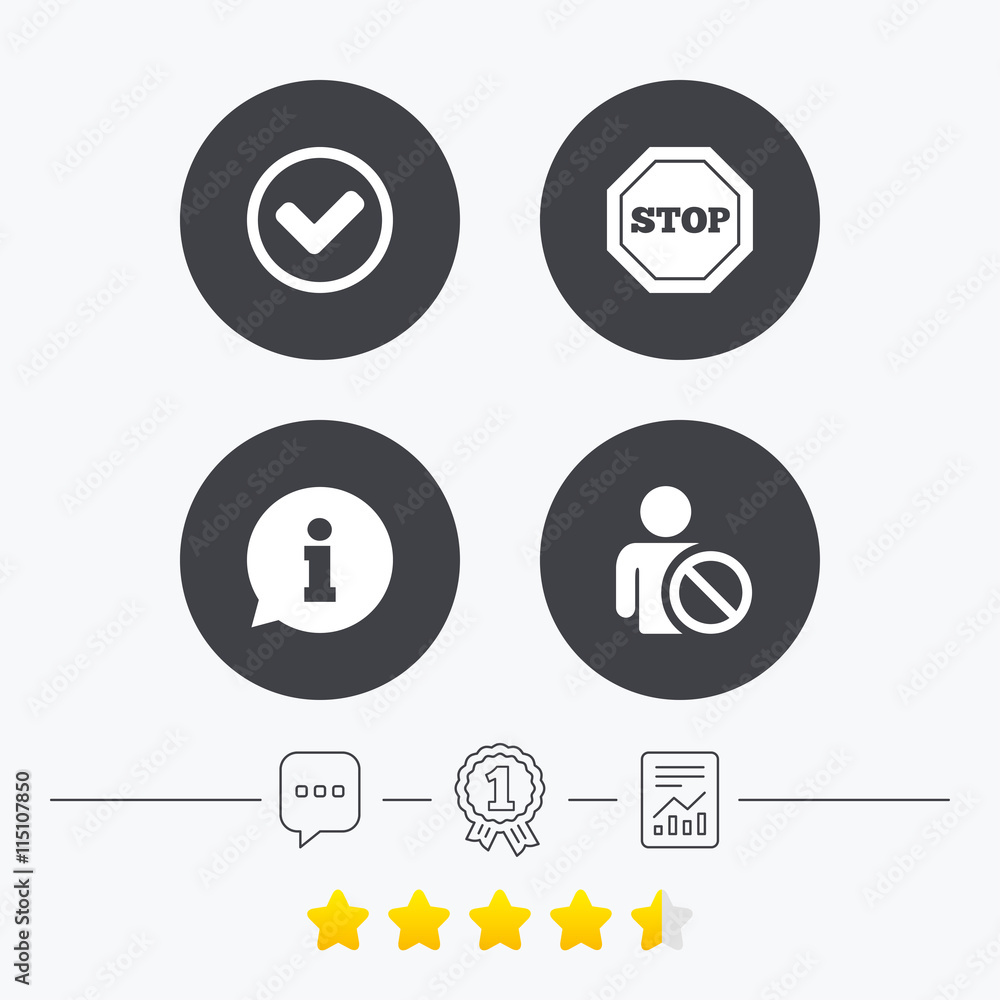 Information icons. Stop prohibition symbol. Information icons. Stop prohibition symbol.