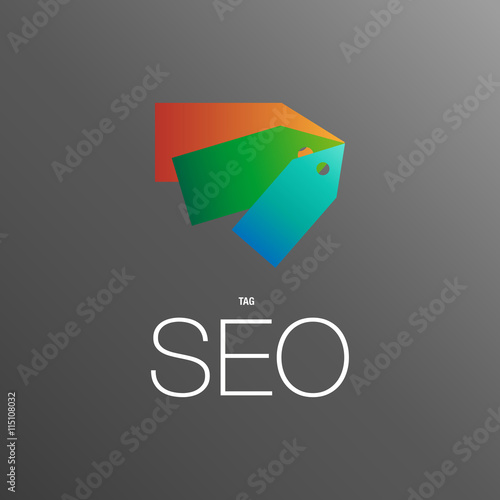 Flat design modern vector illustration concept of SEO word combined from elements and tag icon which symbolized a success internet searching optimization process