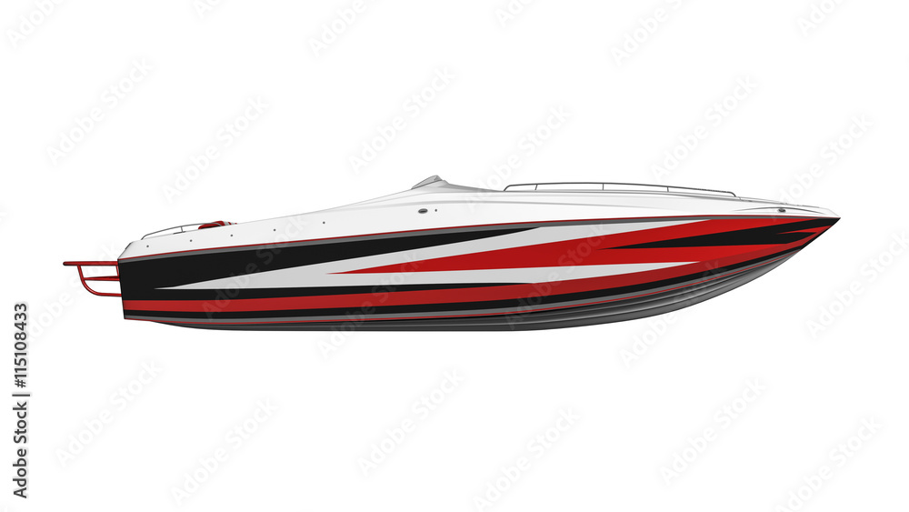 Speed boat, vessel isolated on white background, side view Speed boat, vessel isolated on white background, side view