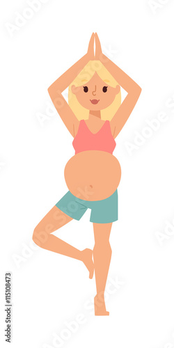 Meditating on maternity pregnant woman meditating while sitting yoga position fitness healthy lifestyle character vector. Pregnant yoga beautiful healthy lifestyle and fitness pregnant yoga.