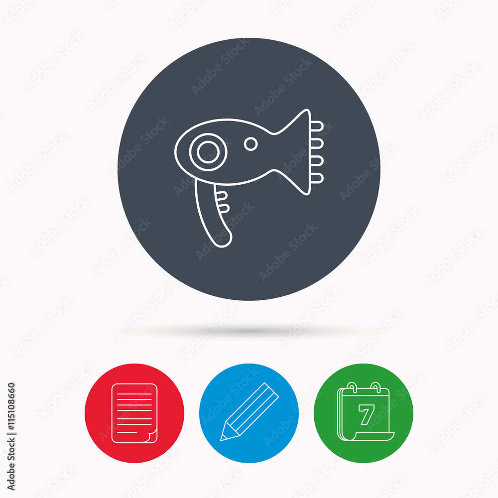 Hairdryer icon. Electronic blowdryer sign. Hairdryer icon. Electronic blowdryer sign.