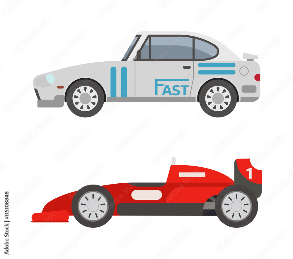 Race retro sport car. Supercar tuning retro sport car and flat style vector retro sport car illustration isolated on white background. Retro sport car vehicle automobile classic transport design.