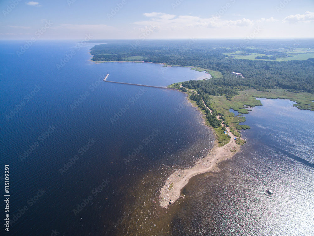 Ladoga lake aerial view