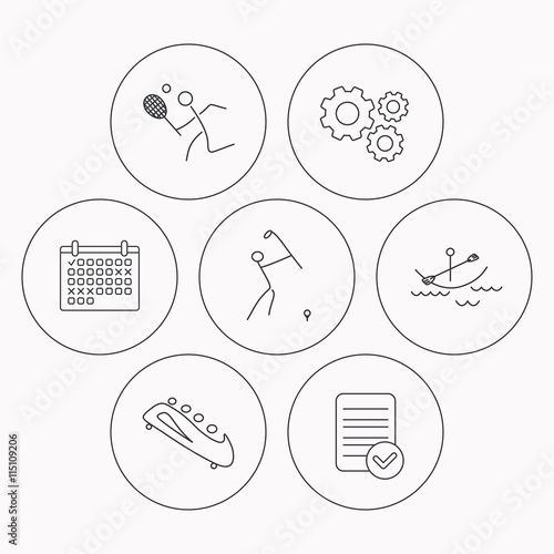 Boating, tennis and golf icons.