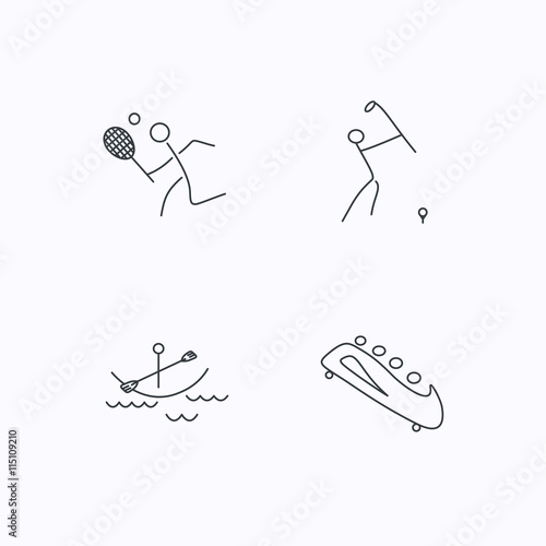 Boating, tennis and golf icons.