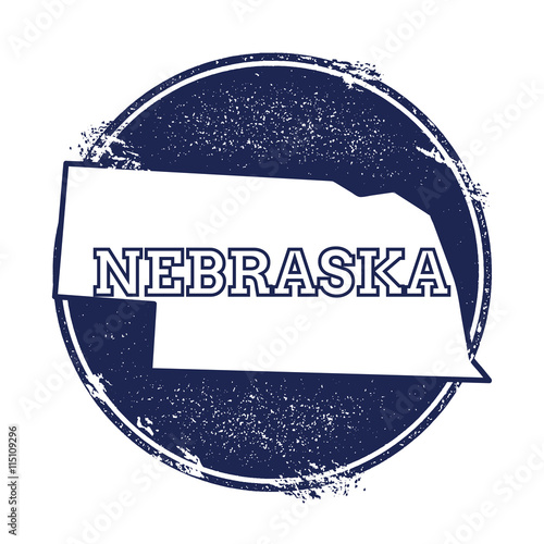 Nebraska vector map. Grunge rubber stamp with the name and map of Nebraska, vector illustration. Can be used as insignia, logotype, label, sticker or badge of USA state.