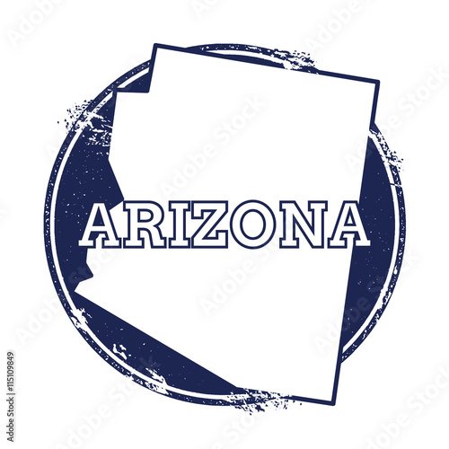 Arizona vector map. Grunge rubber stamp with the name and map of Arizona, vector illustration. Can be used as insignia, logotype, label, sticker or badge of USA state.