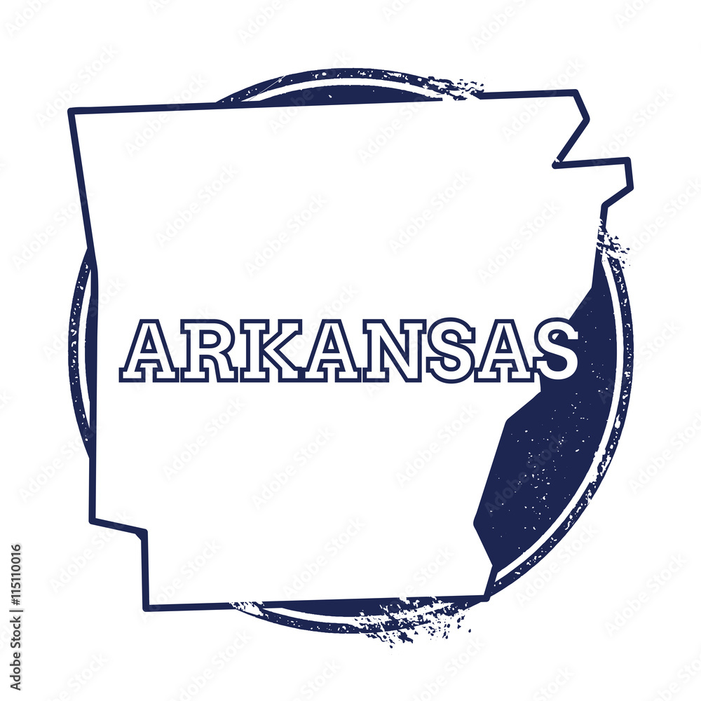 Arkansas vector map. Grunge rubber stamp with the name and map of Arkansas, vector illustration