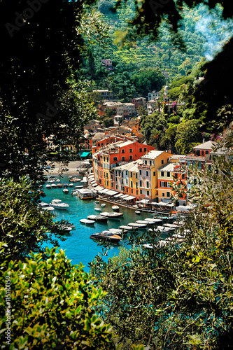 Portofino harbor with colorful houses. Liguria, Italy