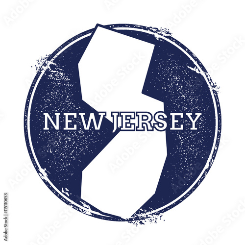 New Jersey vector map. Grunge rubber stamp with the name and map of New Jersey, vector illustration. Can be used as insignia, logotype, label, sticker or badge of USA state.