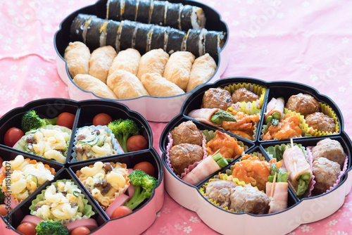 bento (Japanese lunch box) , Inari Sushi and Norimaki
