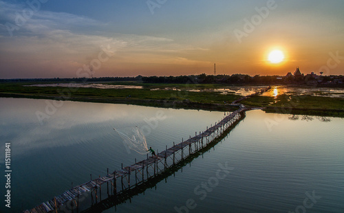 Wallpaper Mural Asia Fishermen on bridge fishing at lake Torontodigital.ca