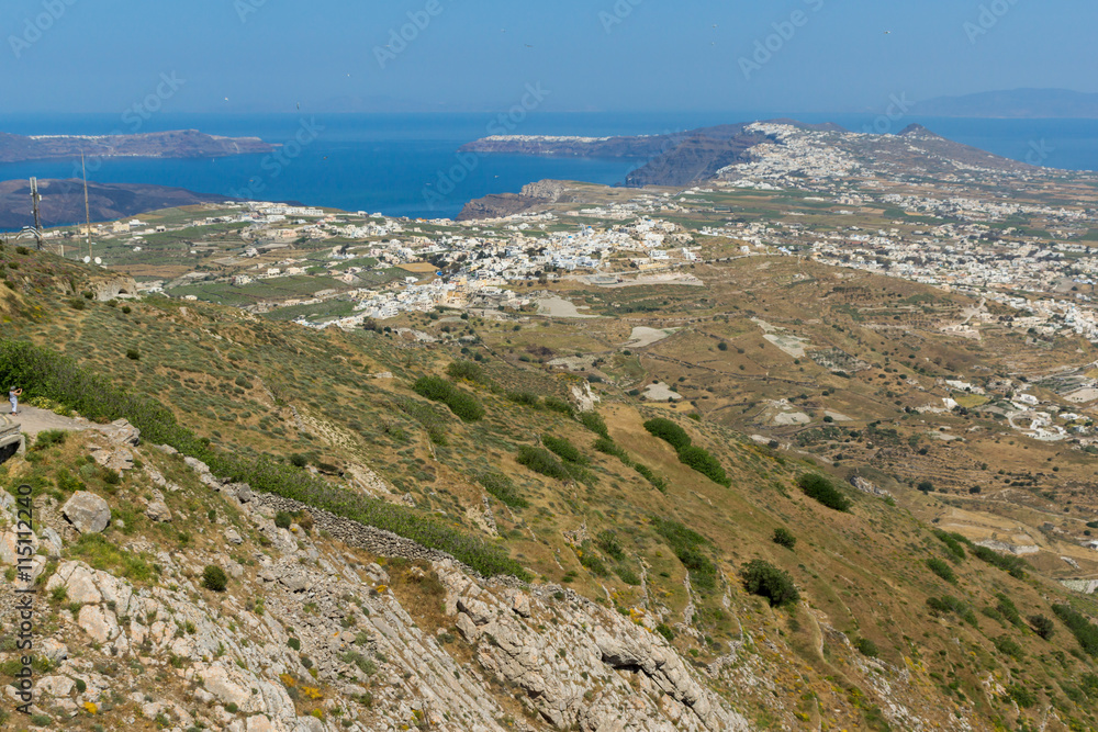 Panoramic view of Santorini island, Thira, Cyclades, Greece