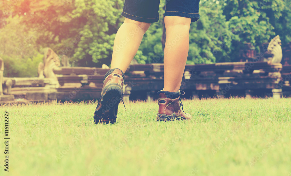 walking on green grass in summer, gradient light walking on green grass in summer, gradient light