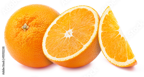 Perfectly retouched oranges isolated on white background whith clipping path