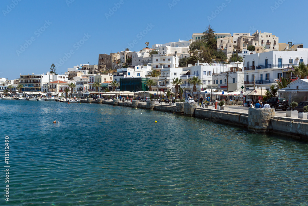 Embankment of Chora town, Naxos Island, Cyclades, Greece