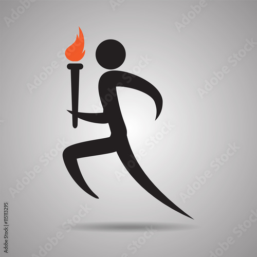 Torch Relay ,Male runner with torch icon and symbol